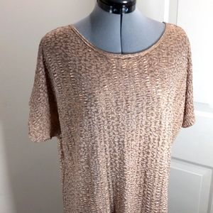 Lauren Lee Sz L Beige/gold Top